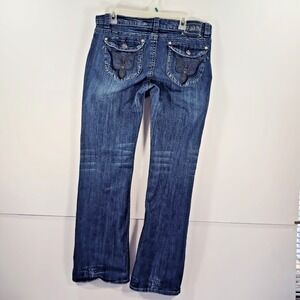 Adiktd Jeans Womens 12/W32 33 Regular Blue Denim Pants Bootcut Embellished